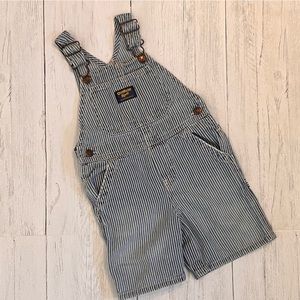 3/$15⭐️ OshKosh B’gosh Seersucker Hickory Stripe Toddler Overalls Size 24M